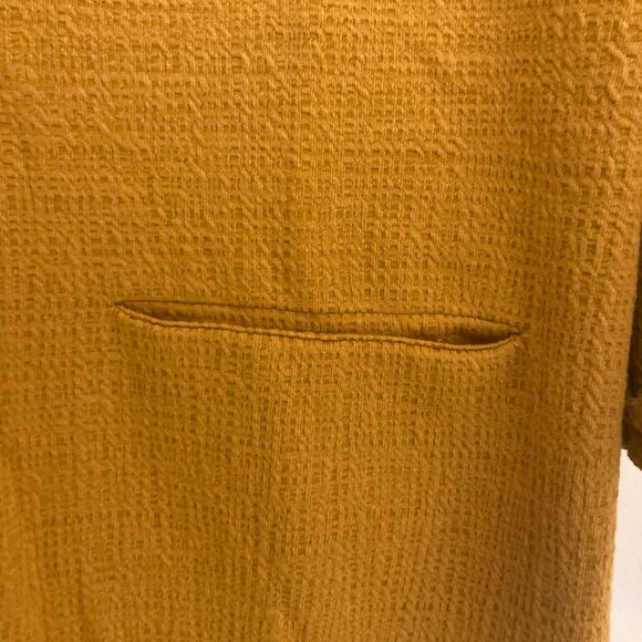 Cynthia Rowley Ochre Mustard Yellow Stretch Dress with Frills - Picture 3 of 5